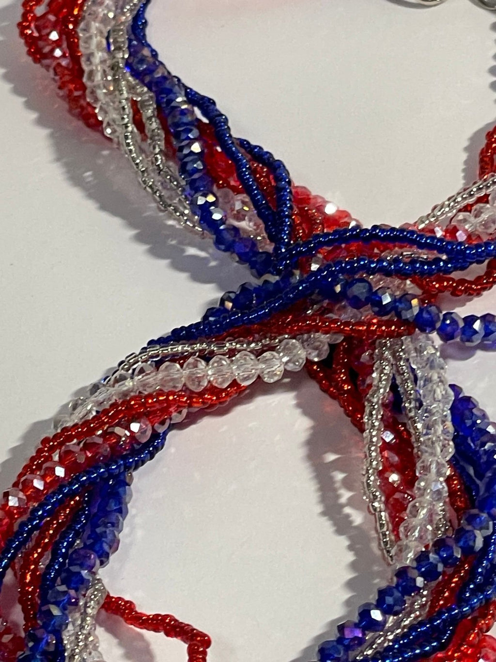 21in Red White and Blue Crystal Seed Bead Necklace