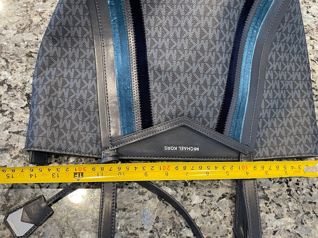 Michael Kors Large MK Monogram Tote Bag Blue Stripe Shoulder Bag