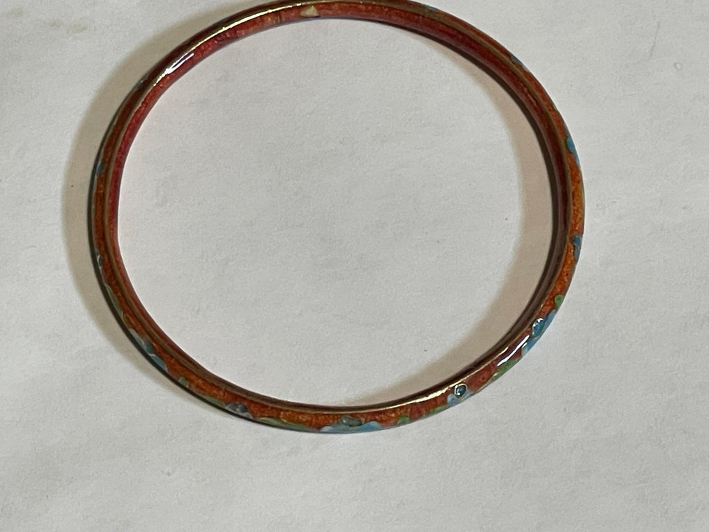 Cloisonné Brick Red/Maroon Bangle Bracelet