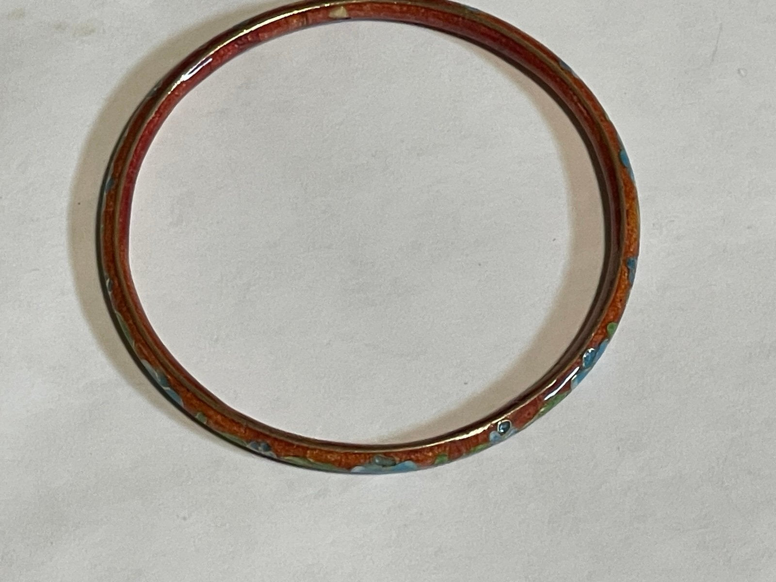 Cloisonné Brick Red/Maroon Bangle Bracelet