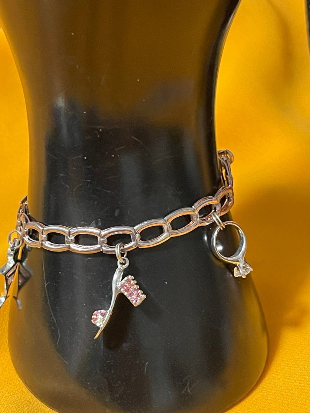 Sterling Silver Italian Charm Designer Bracelet with Fun Sterling Charms