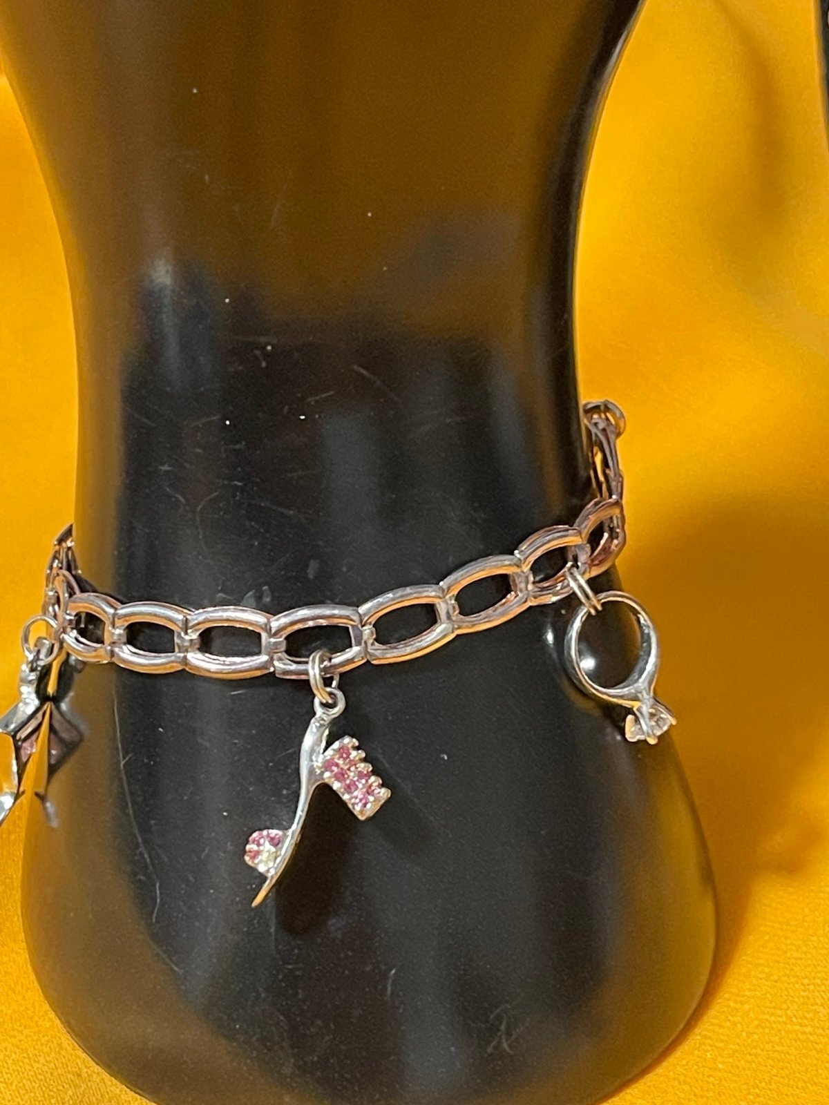 Sterling Silver Italian Charm Designer Bracelet with Fun Sterling Charms