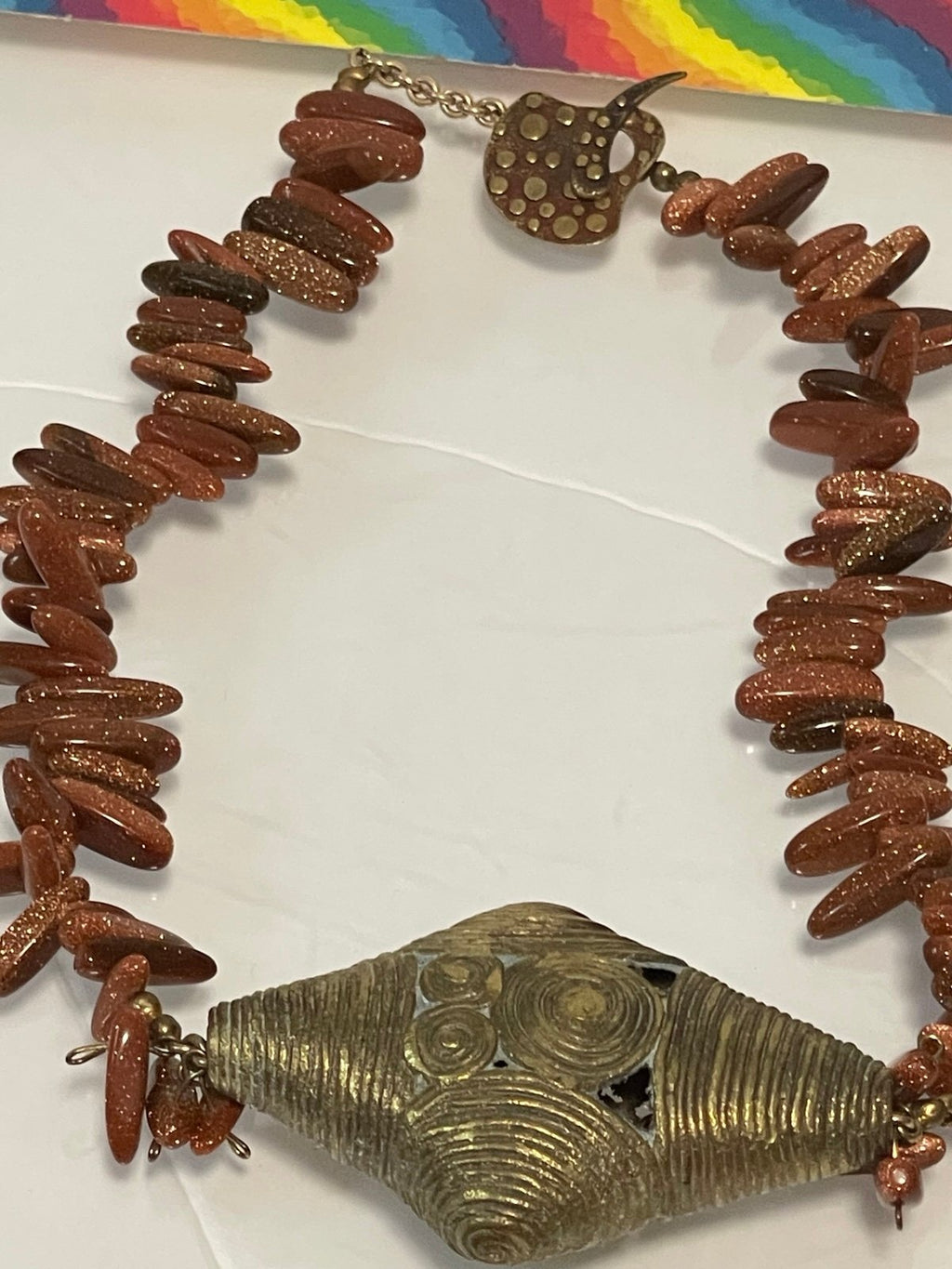 20in Vintage Saki Bronze Statement Necklace