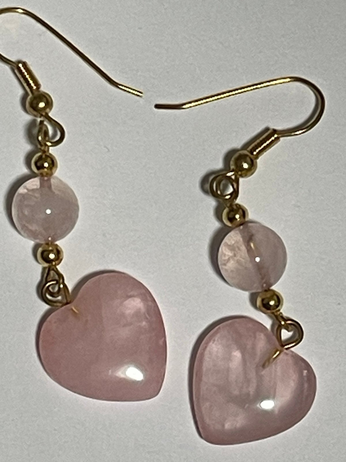Lee Sands Rose Quartz and Goldtone Dangle Earrings