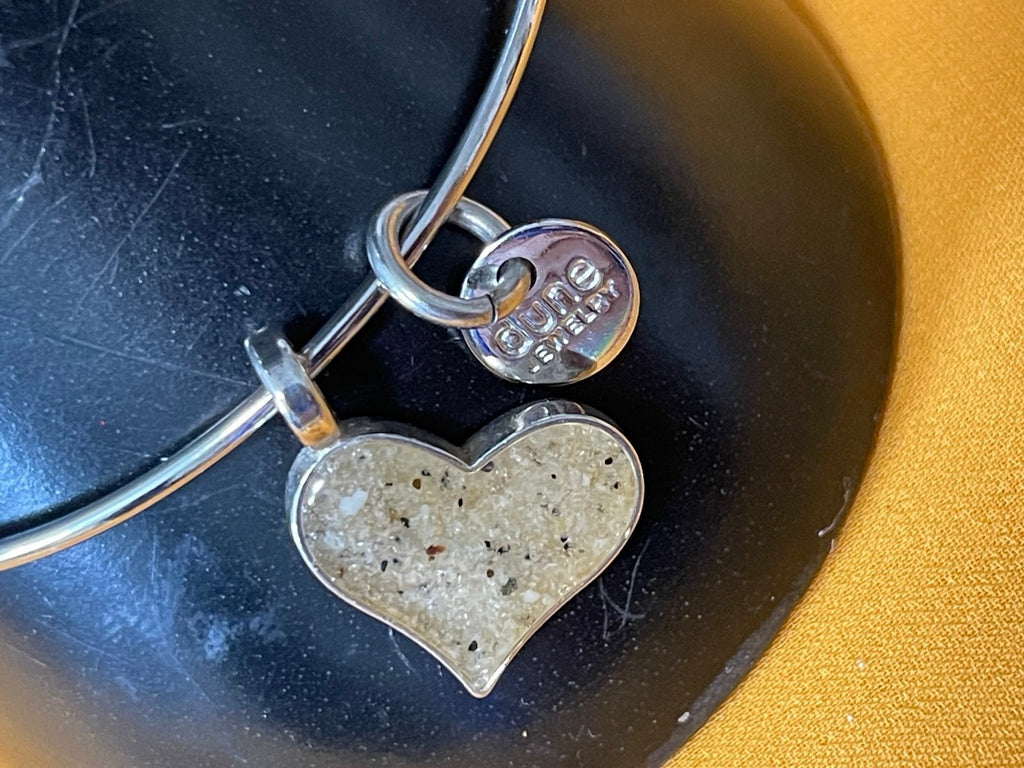 Dune Handmade Heart Charm Beach Bangle Bracelet