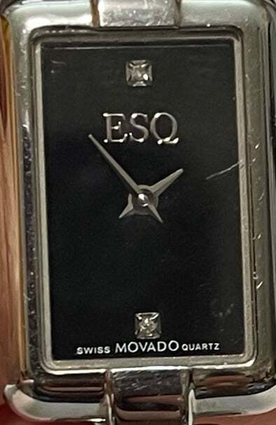 ESQ Movado Ladies Silver-tone Watch Black Face