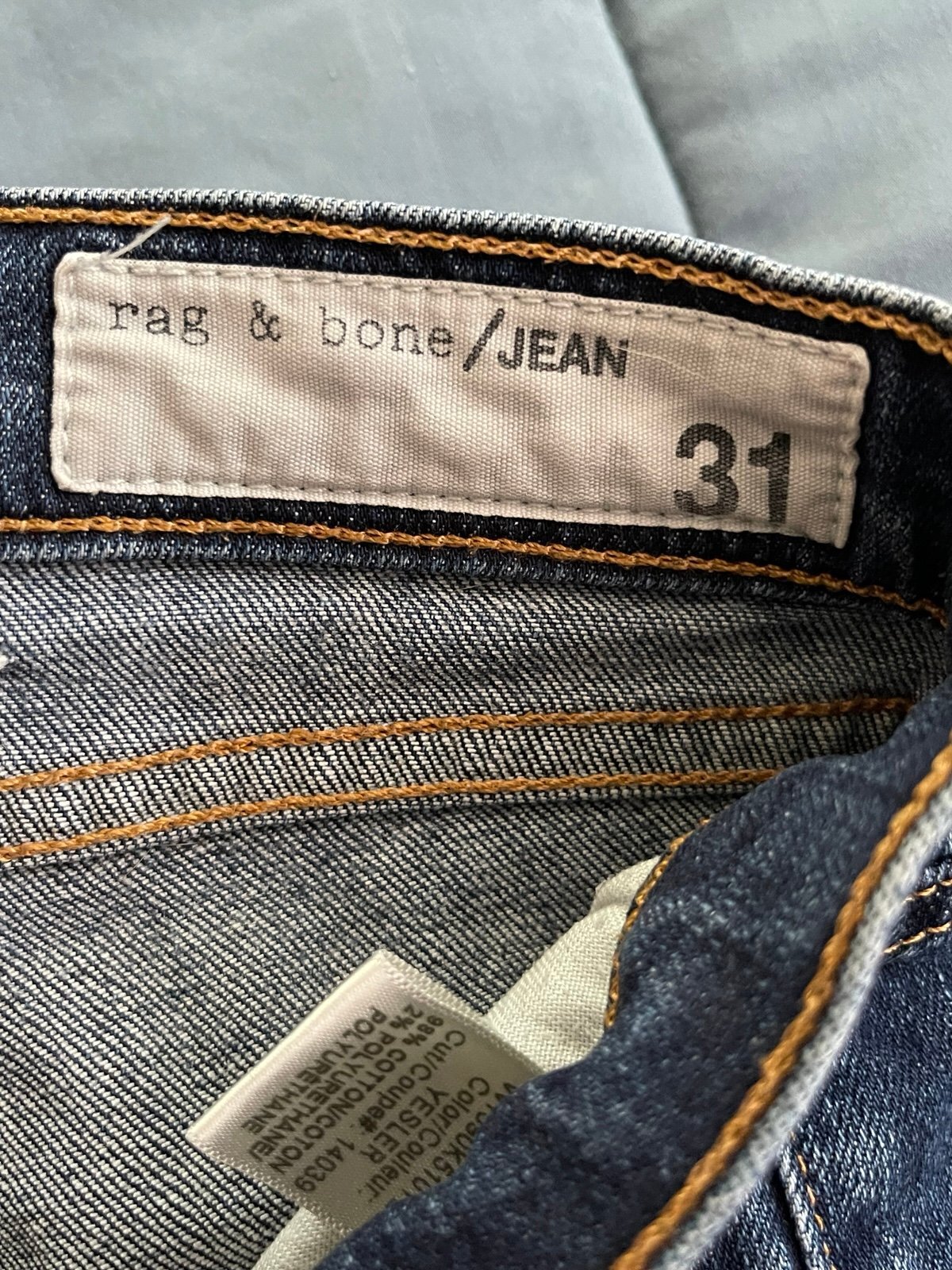 rag & bone Yesler Raw Hem Skinny Jeans Size 31 Dark Wash Stretch Made in USA