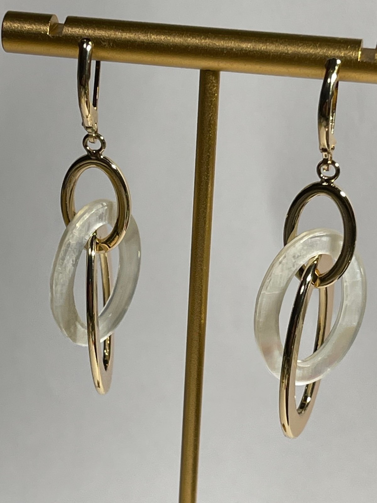 Anne Klein Dangle Goldtone & White Resin Earrings