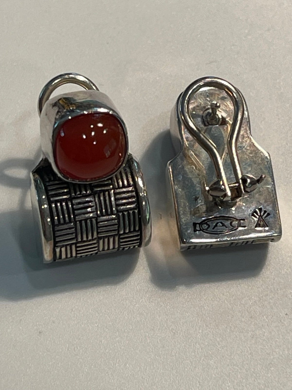 Vintage Deborah Armstrong & Co. Sterling Silver &  Carnelian Earrings
