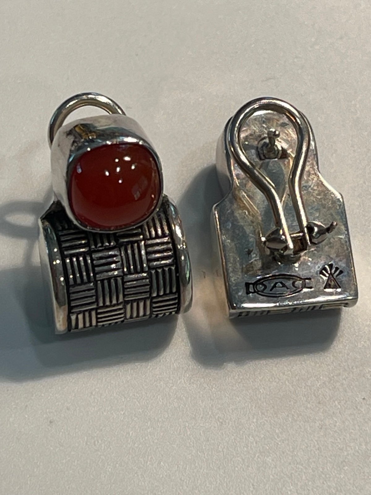 Vintage Deborah Armstrong & Co. Sterling Silver &  Carnelian Earrings