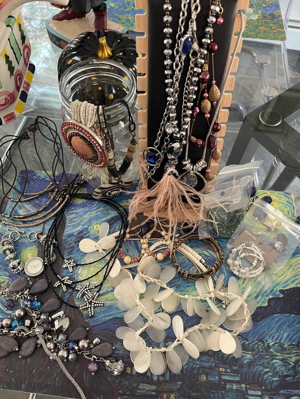 Chico’s Lot/Jar of Jewelry 15 pieces