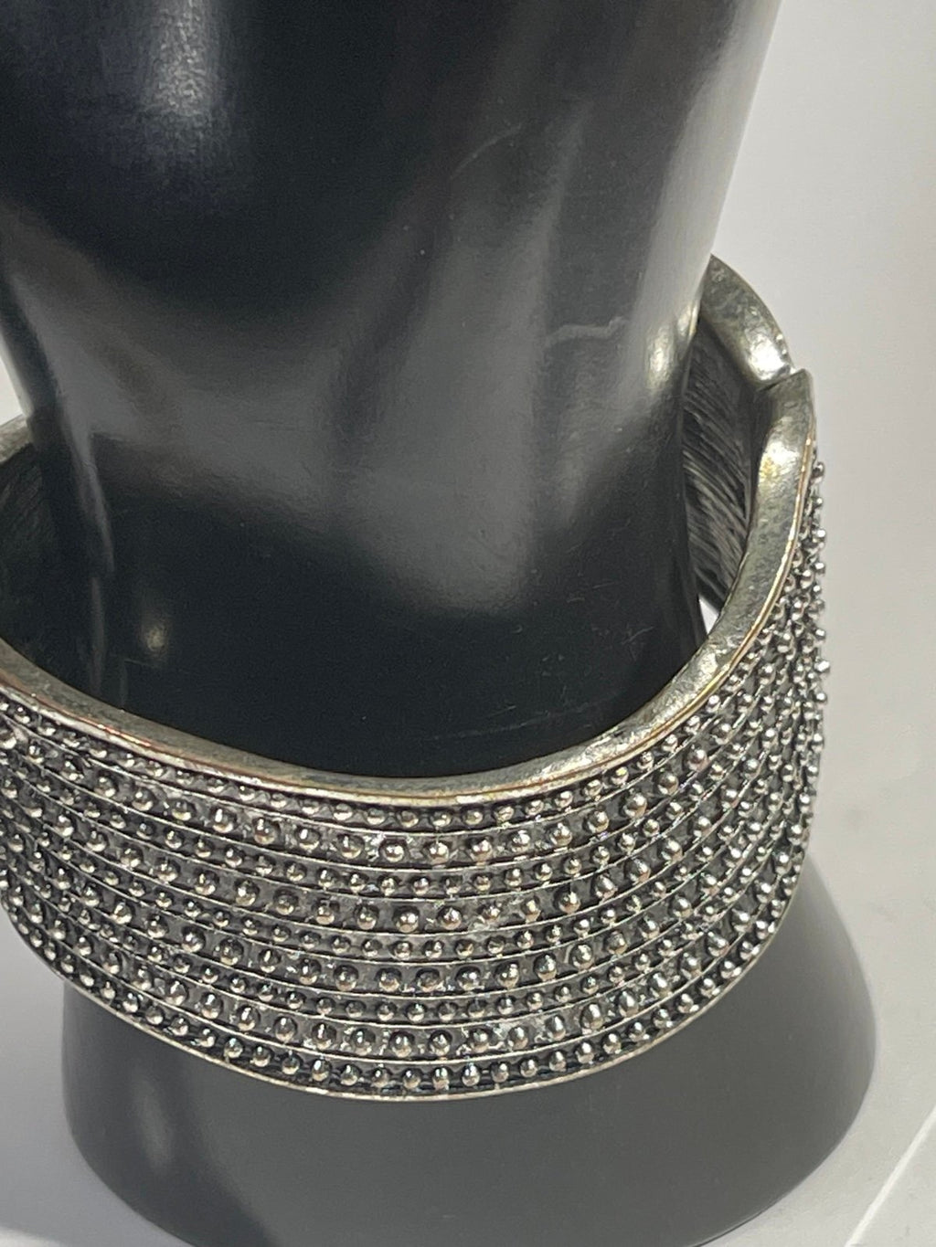 American Flag Gunmetal Tone Rhinestone & Enamel Hinge Cuff Bracelet