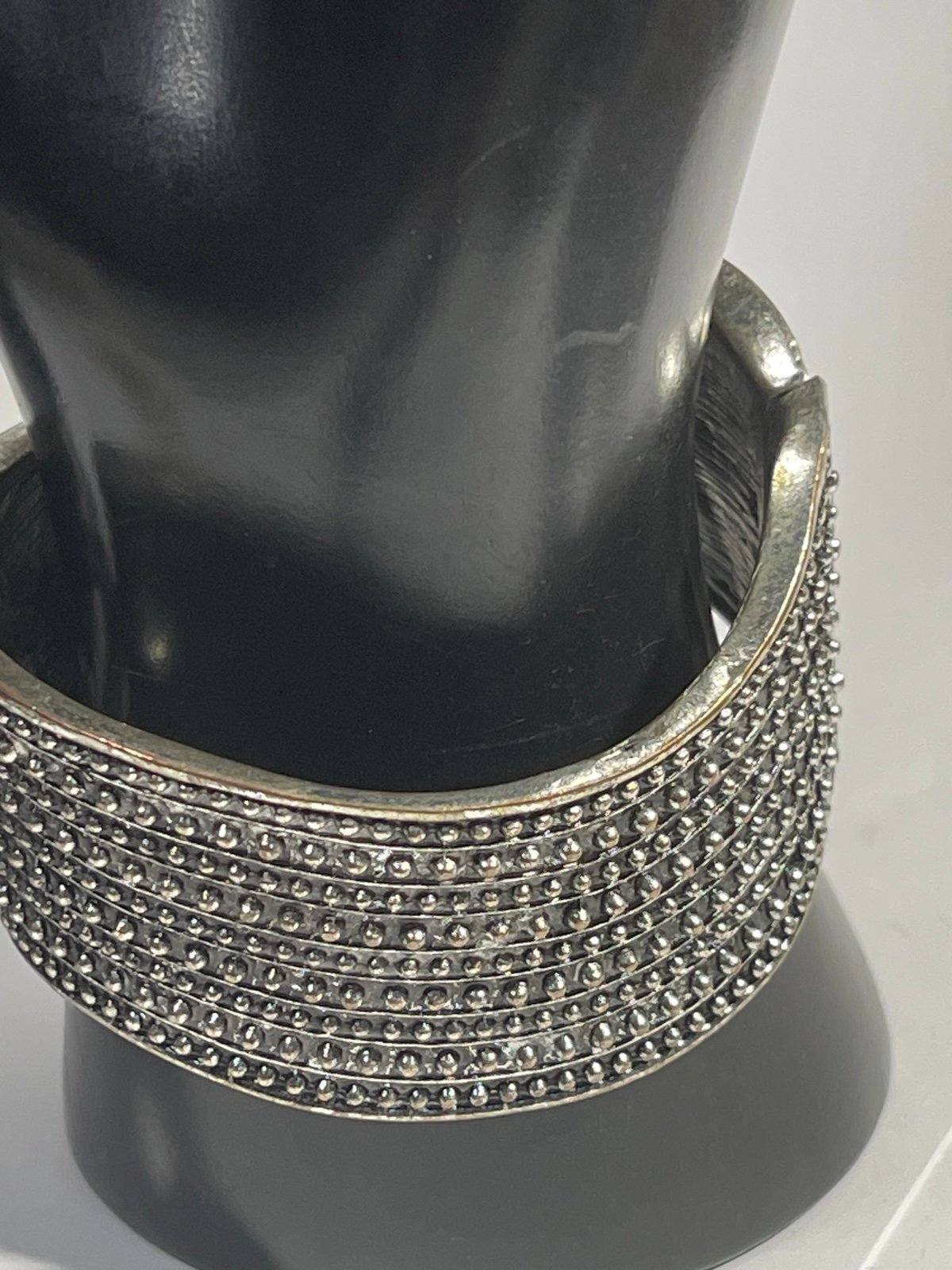 American Flag Gunmetal Tone Rhinestone & Enamel Hinge Cuff Bracelet