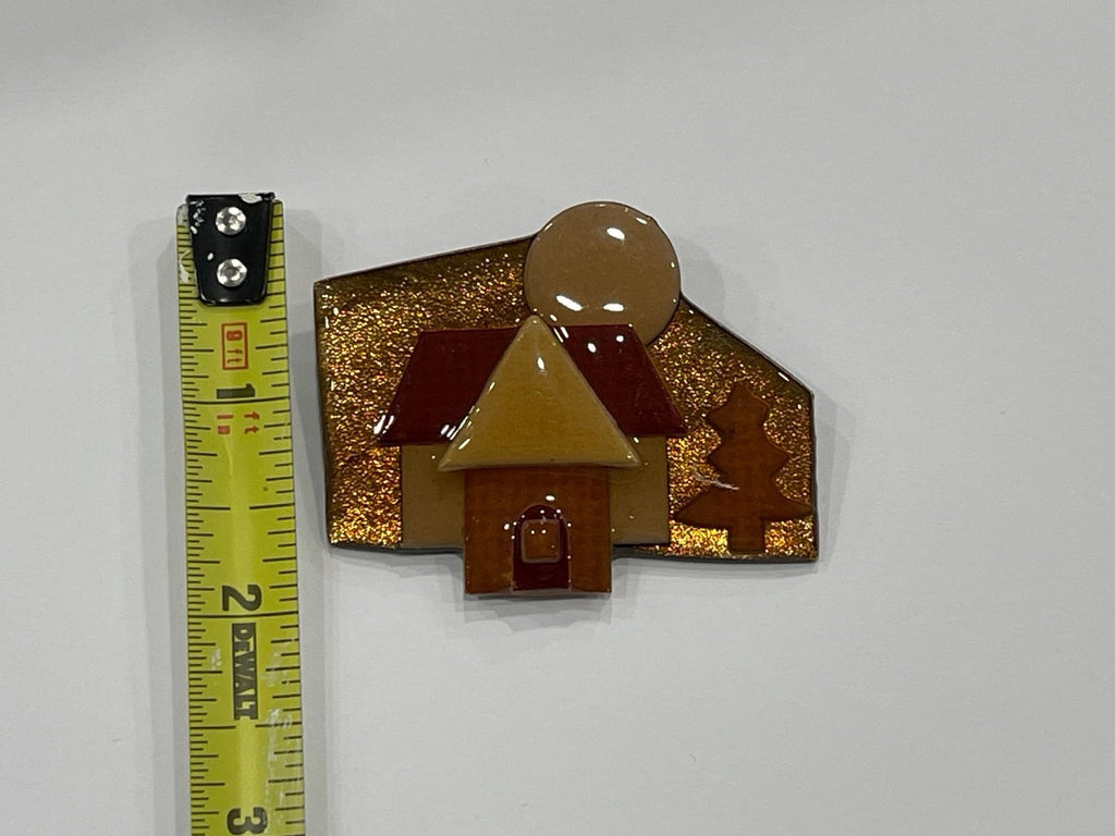 Lucinda Yates House Pin – Cabin & Pine Tree – Handmade Art Brooch – Portland ME