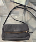 Kate Spade New York Black Pebbled Leather Crossbody purse / Bag Gold Zipper