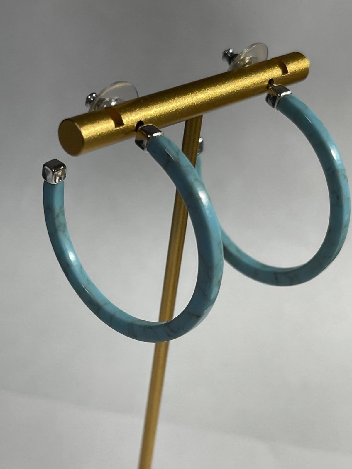 Ralph Lauren Blue ‘Marbled’ Hoop Earrings