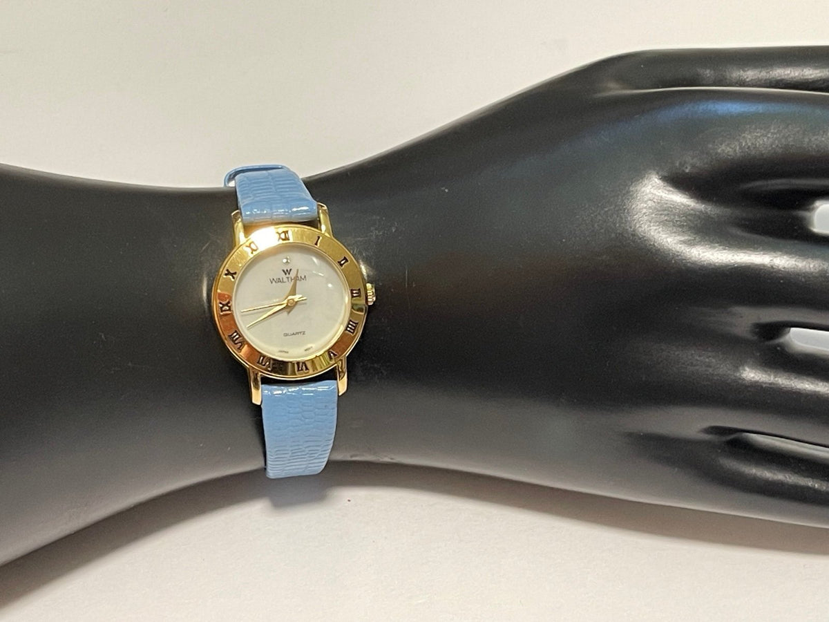 Beautiful Waltham Gold-Tone Roman Numeral Bezel Ladies Watch