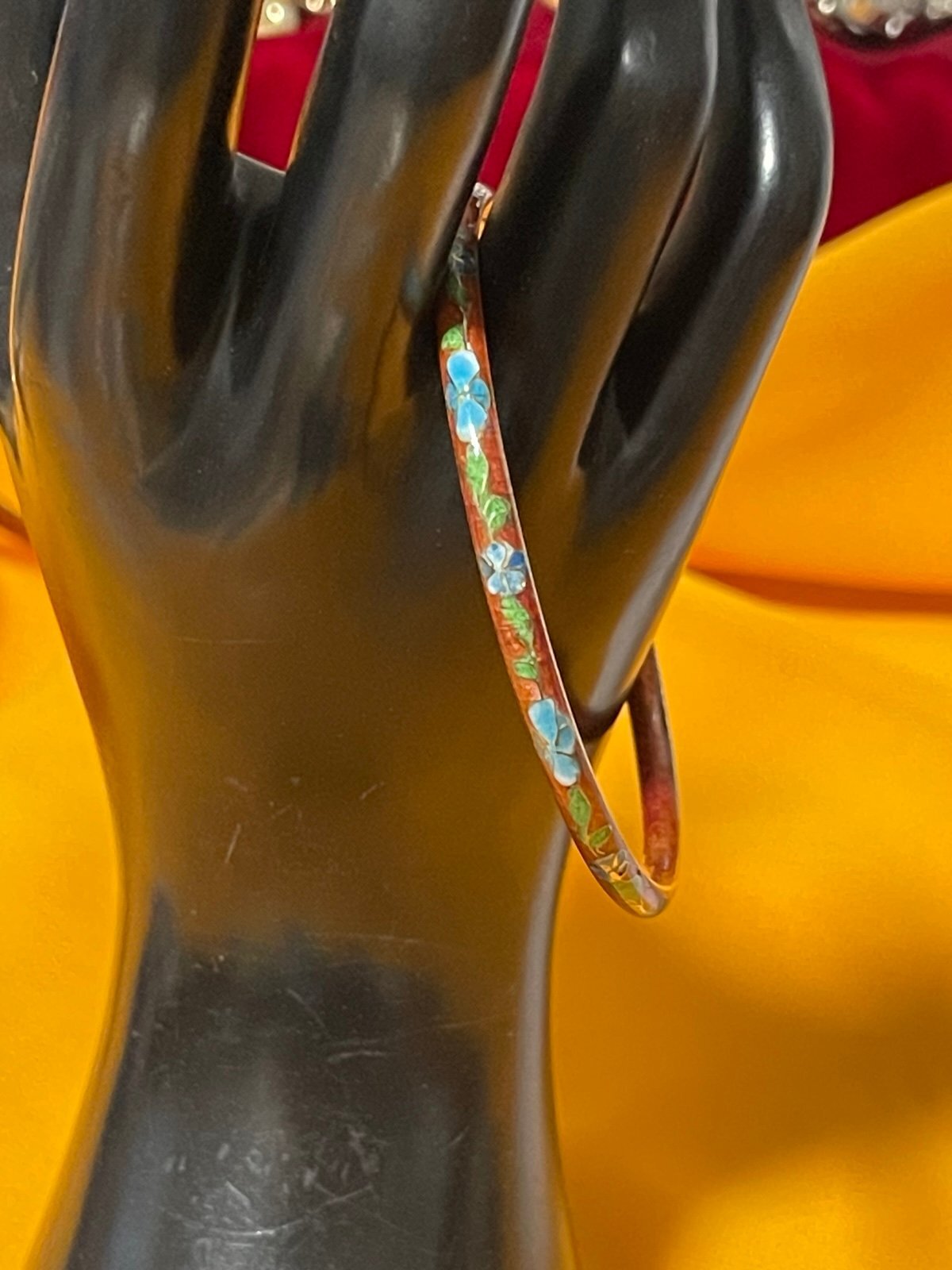 Cloisonné Brick Red/Maroon Bangle Bracelet