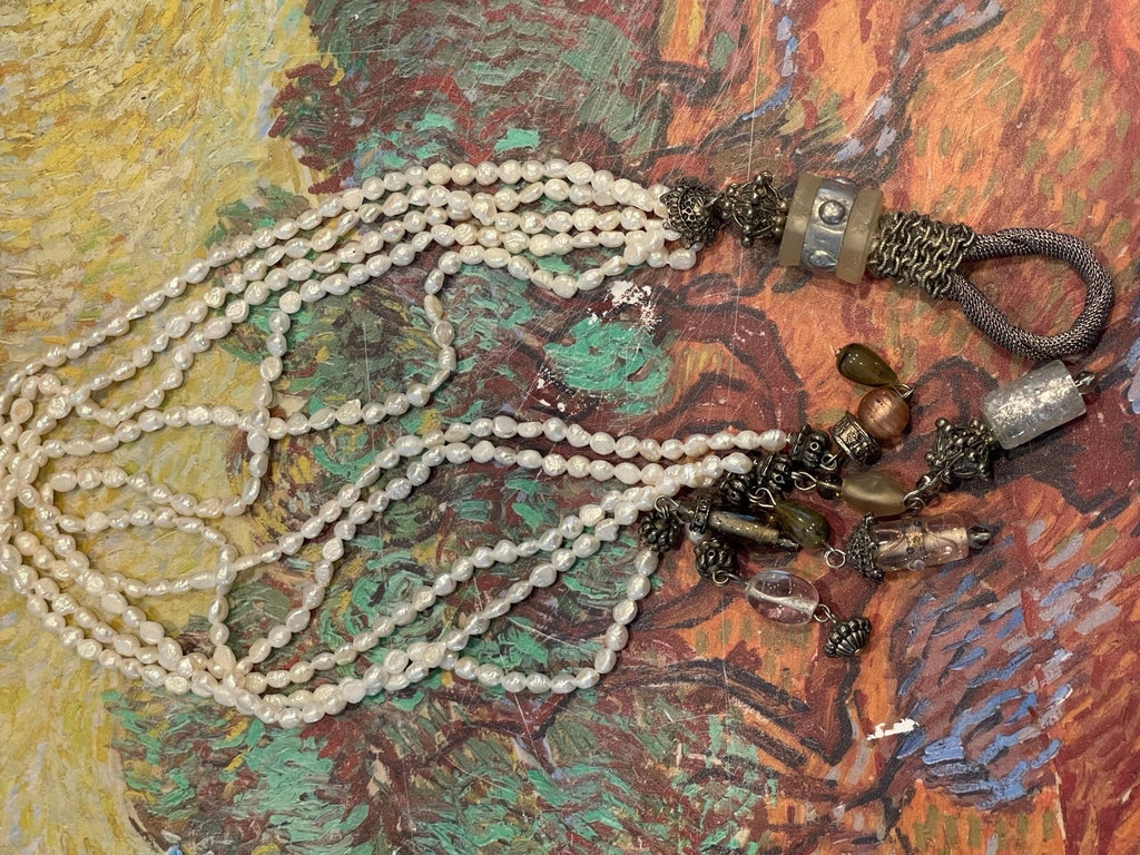 Vintage 23" 5-Strand Freshwater Pearl Artisan Necklace