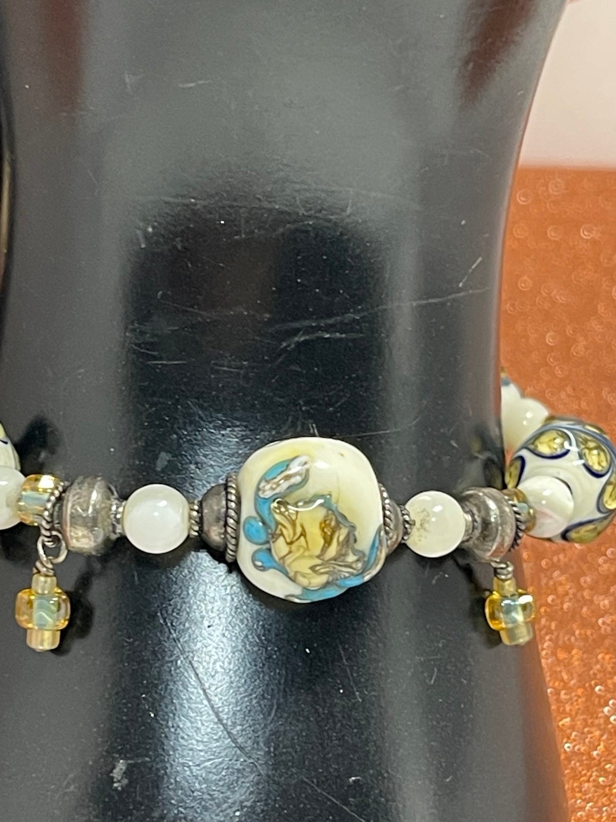 Vintage (1940’s) Italian Wedding Bead Bronze Toggle Bracelet