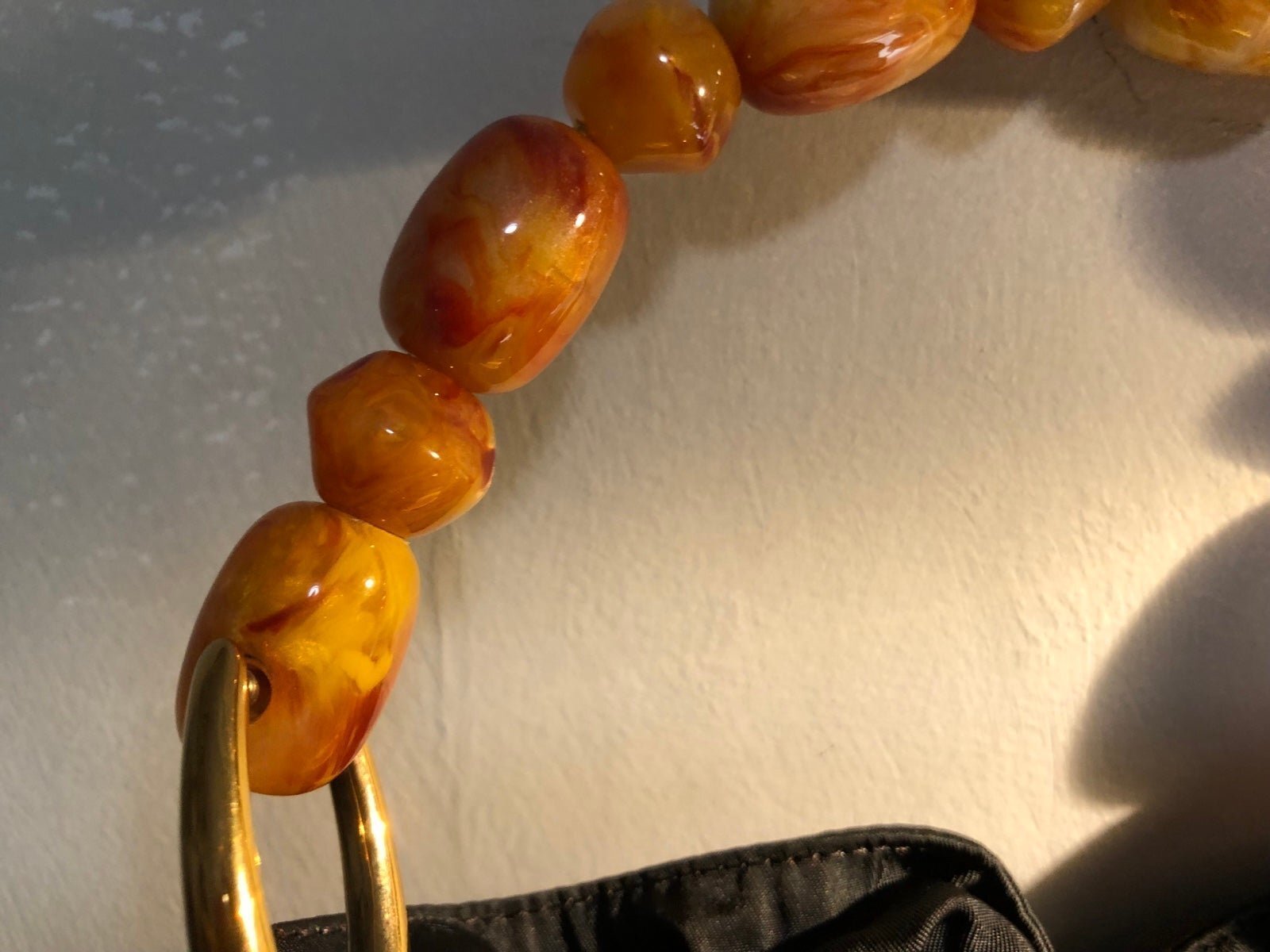 Christian Dior Black Handbag with Amber Beaded Handle