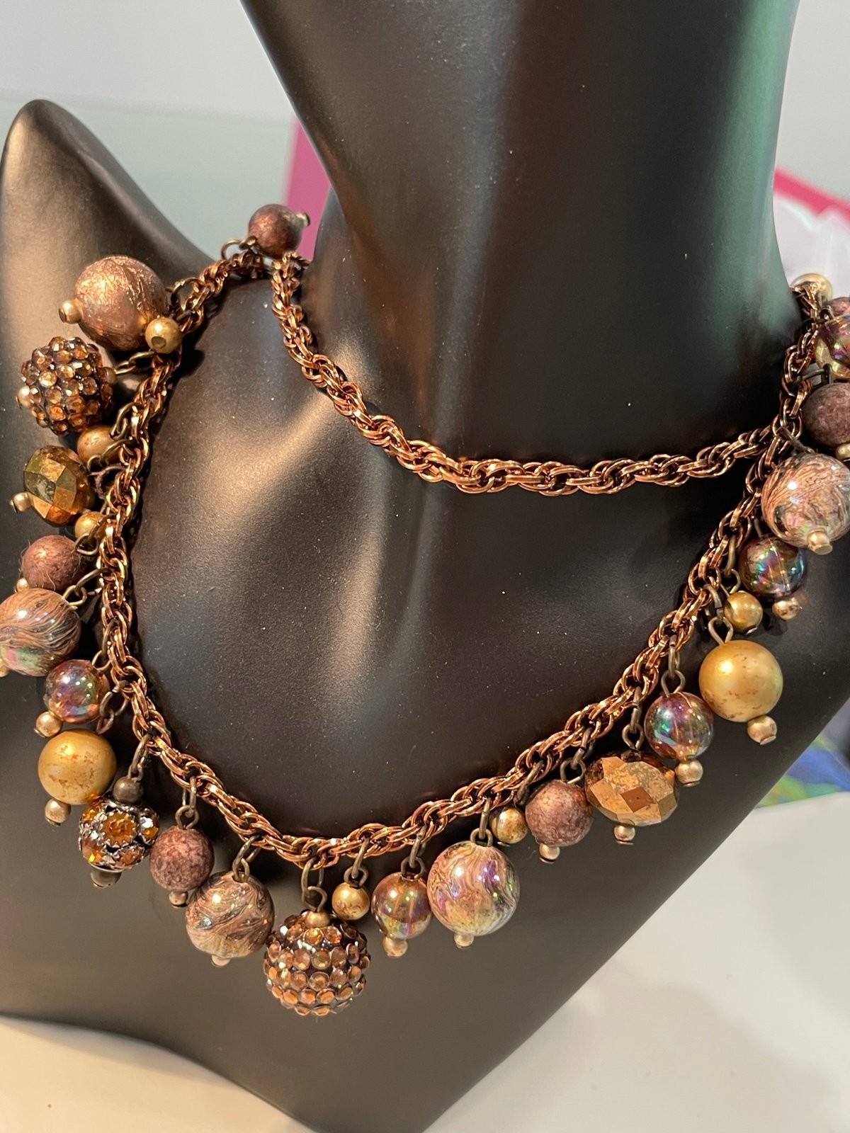 Treska 36” Boho Necklace Mixed Bead & CopperTone Chain