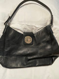 Kate Spade Black Leather Hobo Shoulder Bag Gold/Silver Turn Lock Large