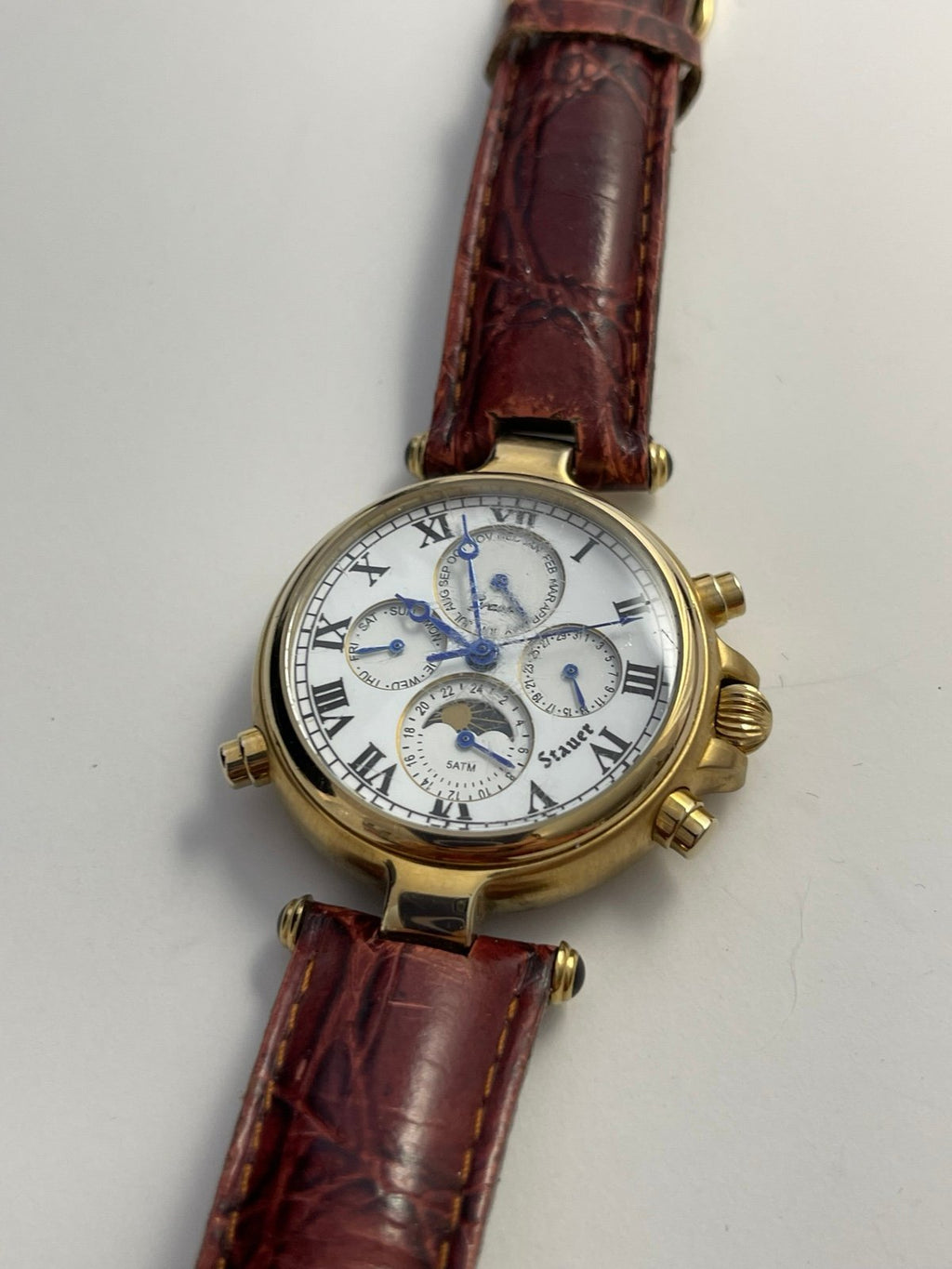 Men’s Stauer Automatic 13373 5ATM Watch with Leather Band