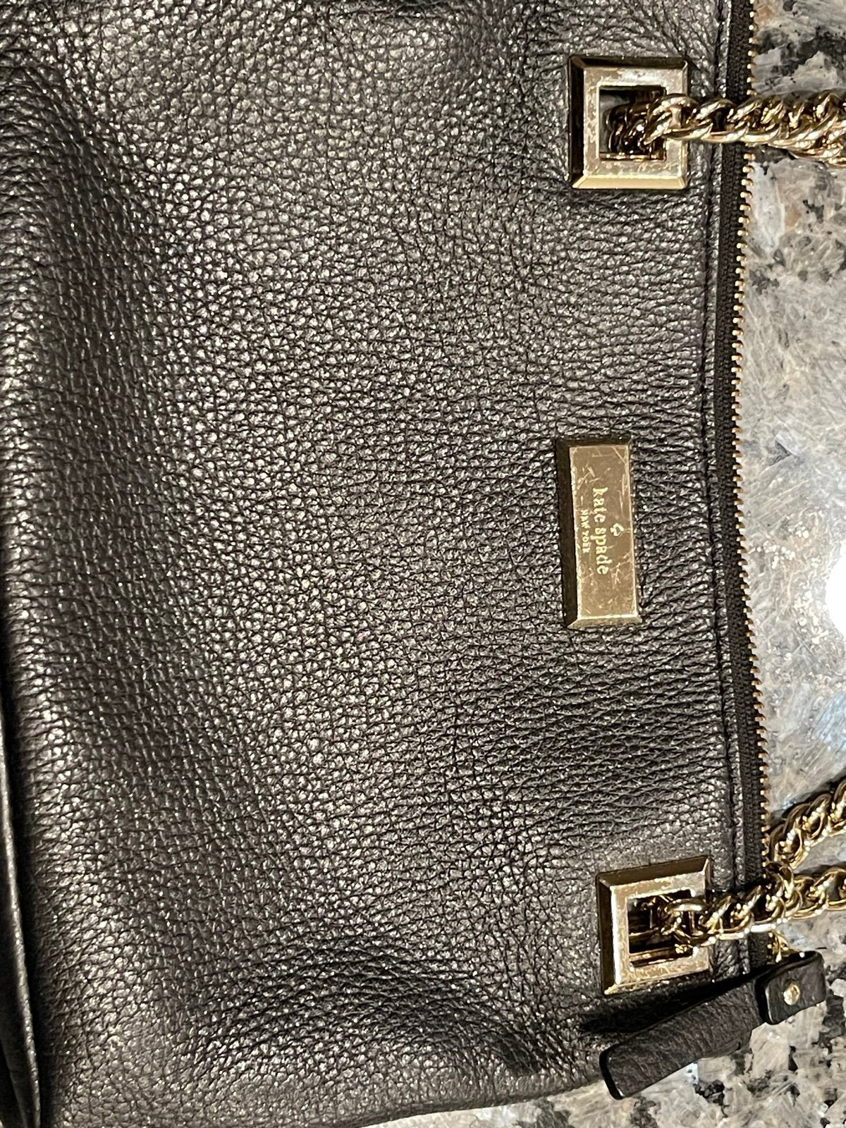 Kate Spade New York Gold Coast Black Pebbled Leather Chain Shoulder Bag