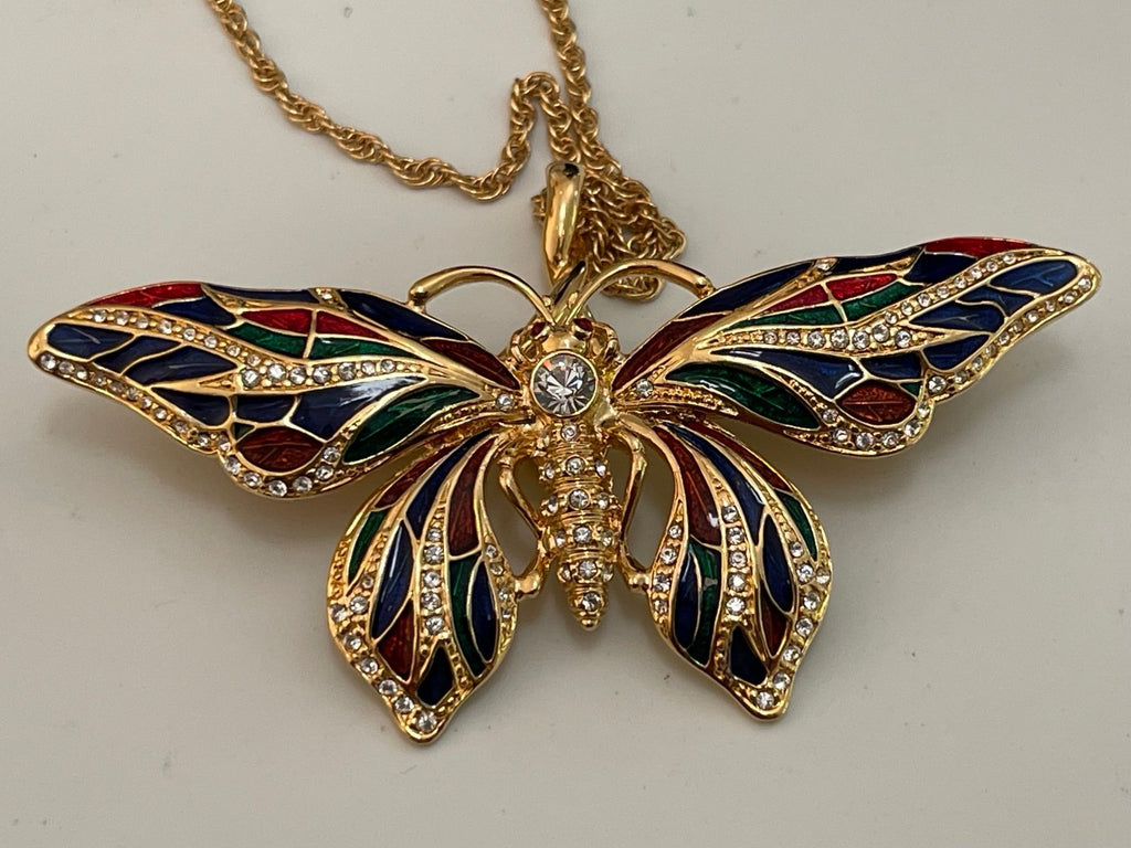Jacqueline Bouvier Kennedy (JBK) Butterfly Brooch/Pin/Pendant with 21-Inch Chain