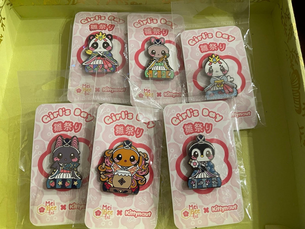 Girl’s Day Hinamatsuri Enamel Pin Set (6) – Mei Bee Art × Kittynaut