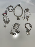 Silver Tone Jewelry Lot 5 Necklaces 1 Bracelet Mixed Fashion Jewelry