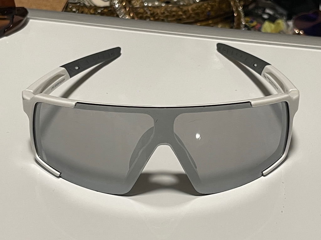 Piranha PC 105 White Sport Shield Sunglasses Gray Lens