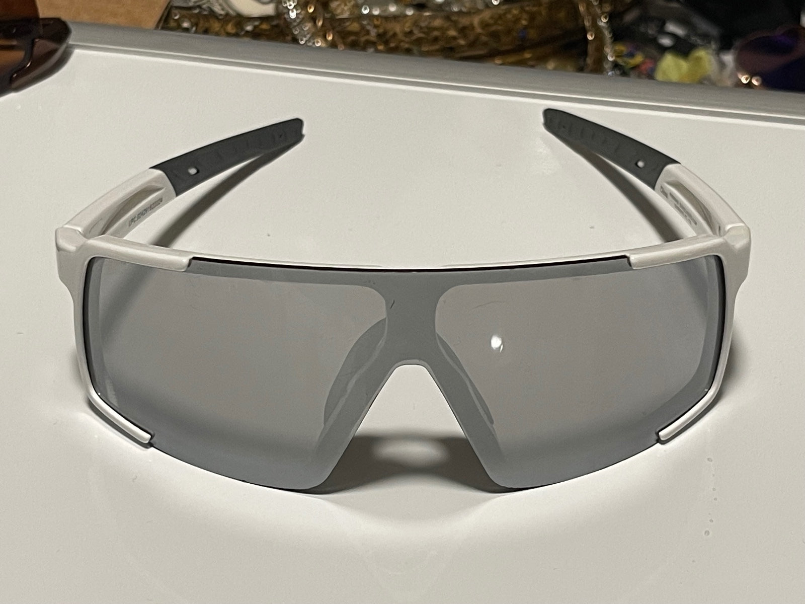 Piranha PC 105 White Sport Shield Sunglasses Gray Lens