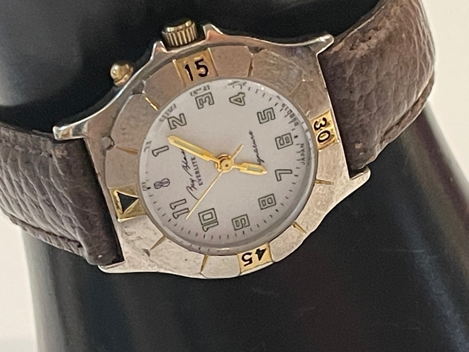 Bill Blass Everlite Signature Watch Two Tone w/ Leather Band