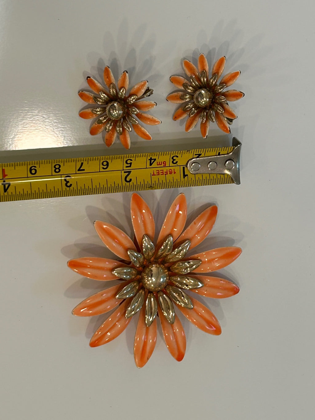 Vintage 1968 Sarah Coventry Enamel Brooch Clip Earrings Set