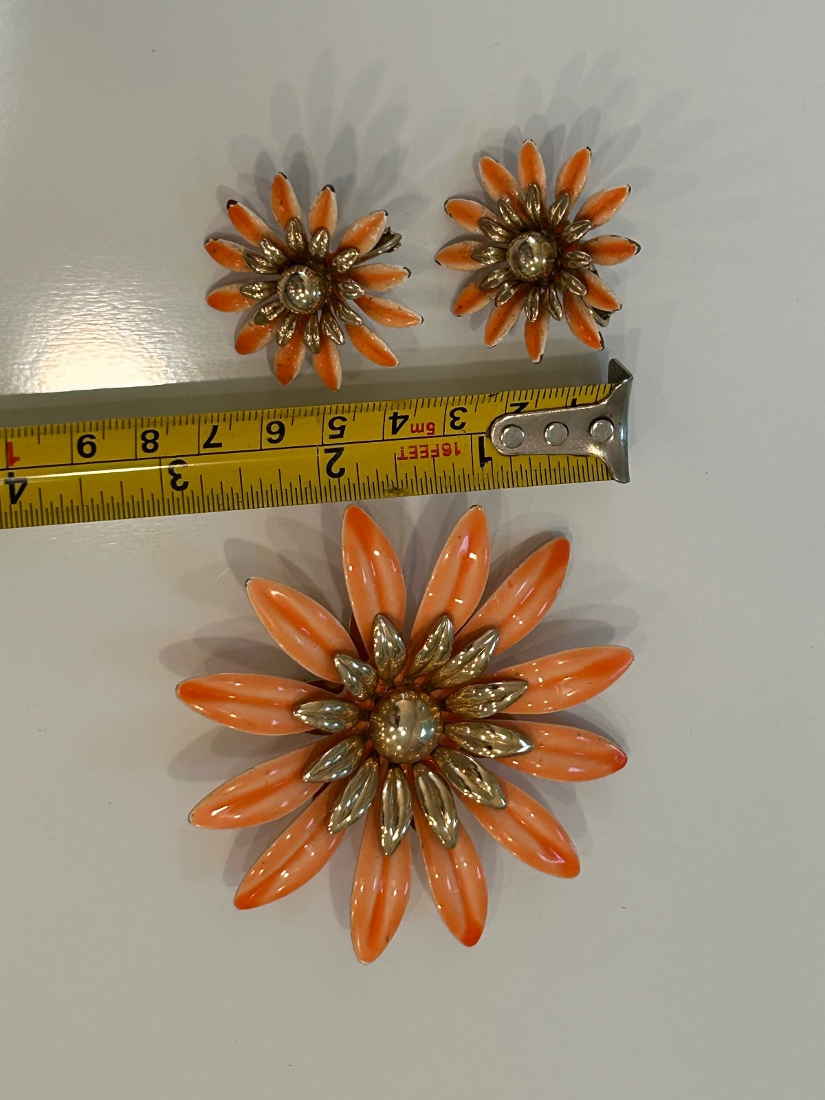 Vintage 1968 Sarah Coventry Enamel Brooch Clip Earrings Set