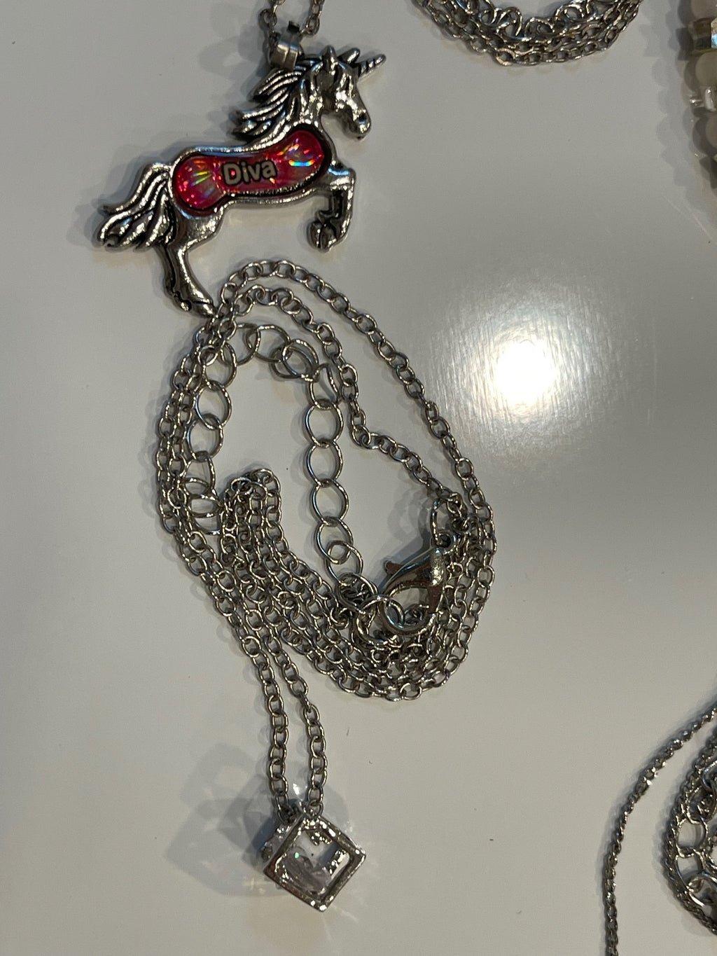 Silver Tone Jewelry Lot 5 Necklaces 1 Bracelet Mixed Fashion Jewelry
