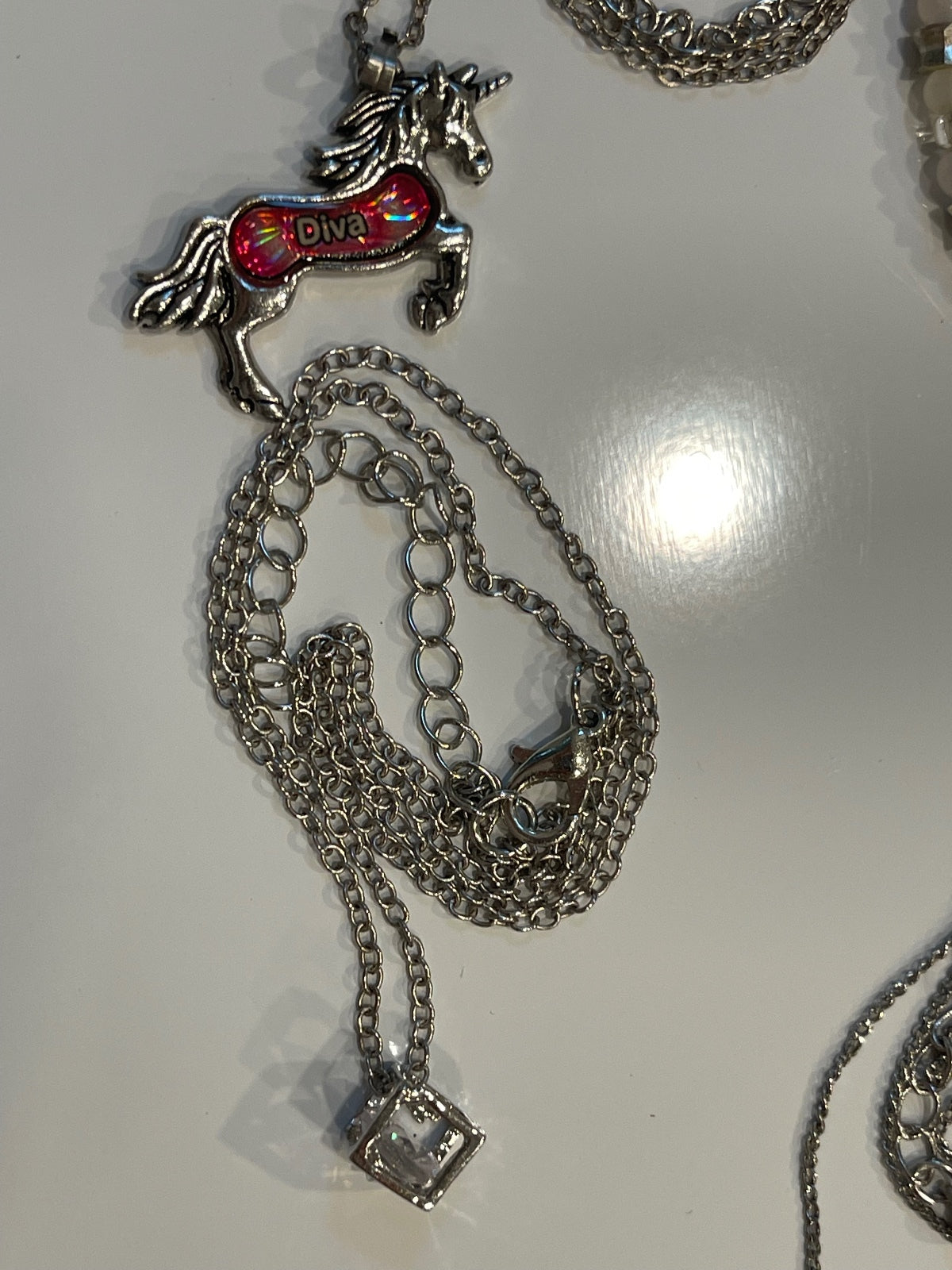 Silver Tone Jewelry Lot 5 Necklaces 1 Bracelet Mixed Fashion Jewelry