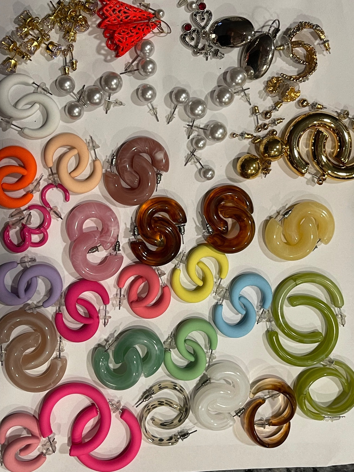50 Pair Costume Jewelry Earring Lot – 100 Pc Colorful