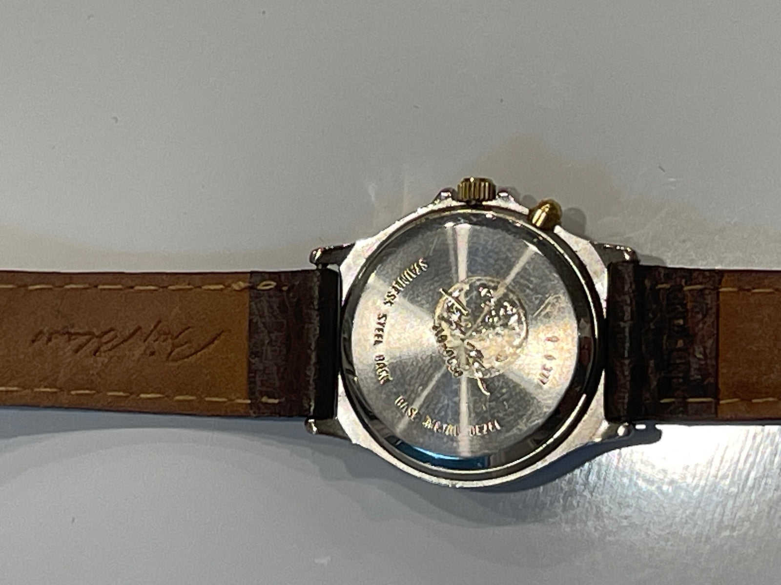 Bill Blass Everlite Signature Watch Two Tone w/ Leather Band