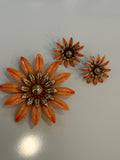 Vintage 1968 Sarah Coventry Enamel Brooch Clip Earrings Set