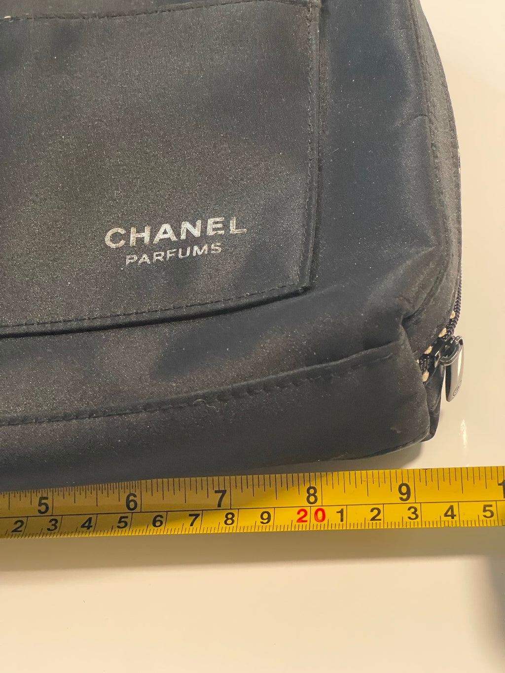 Chanel Parfums Black Cosmetic Bag with Zipper Pockets