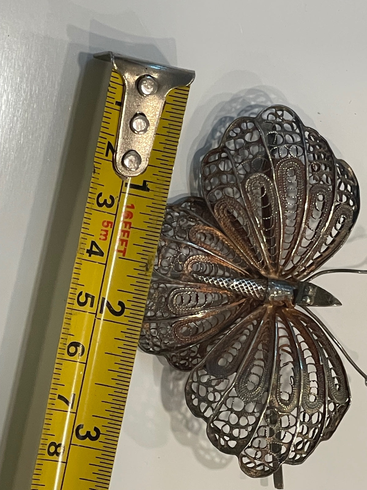 Antique Vintage Filigree Butterfly Brooch needs Repair