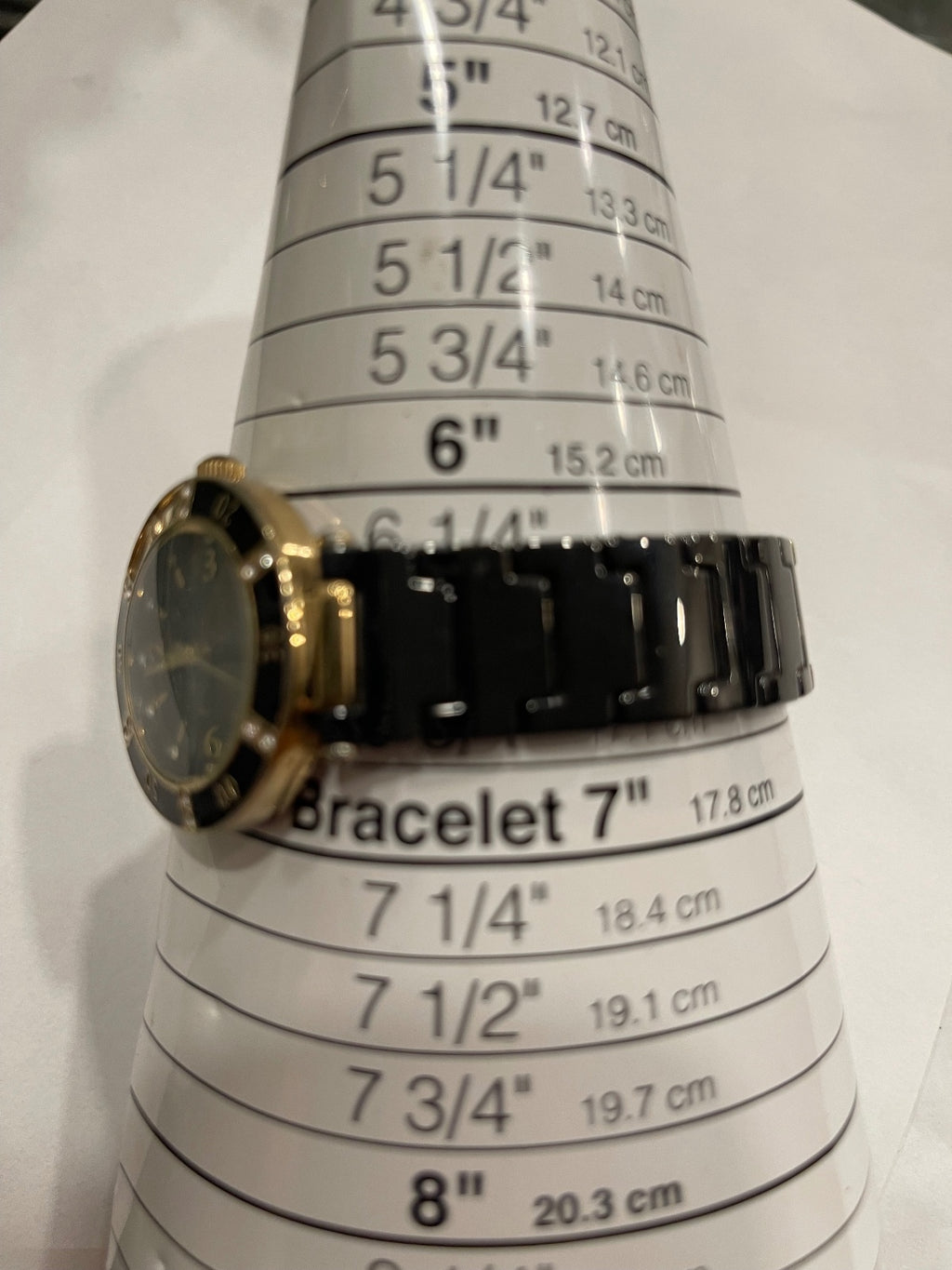 Anne Klein Women's Wristwatch Black and Gold Tone with Rhine