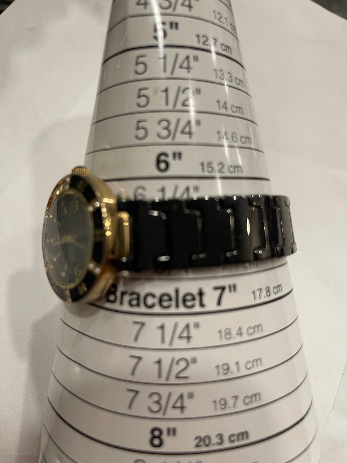 Anne Klein Women's Wristwatch Black and Gold Tone with Rhine