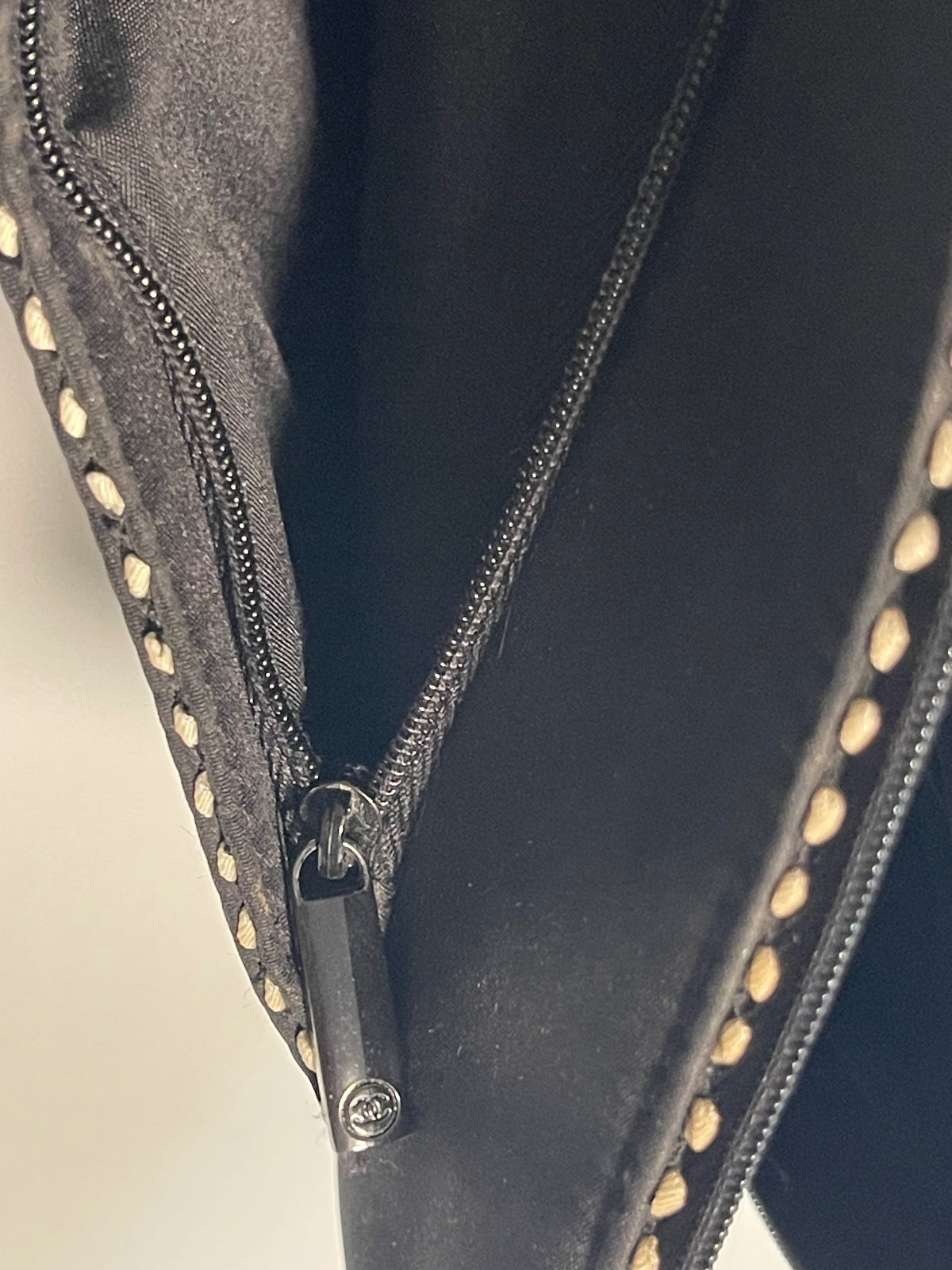 Chanel Parfums Black Cosmetic Bag with Zipper Pockets