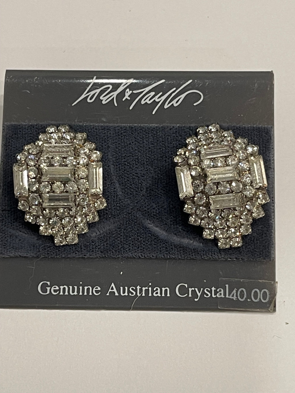 Vintage Lord & Taylor Austrian Crystal Earrings NOS