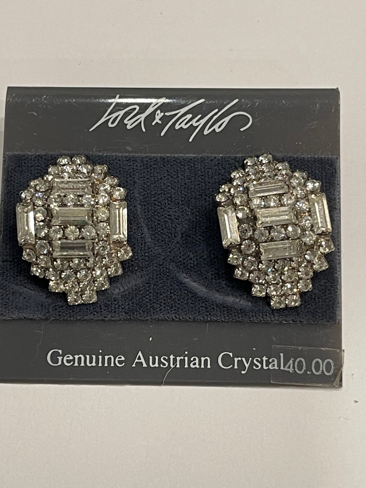 Vintage Lord & Taylor Austrian Crystal Earrings NOS
