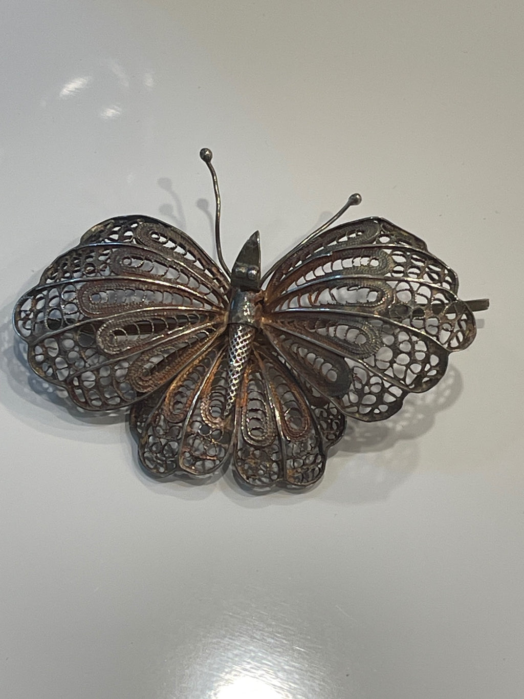 Antique Vintage Filigree Butterfly Brooch needs Repair